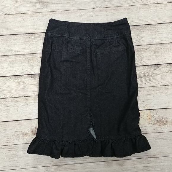 Leifsdottir Anthro Ruffled Denim Pencil Skirt - Picture 4 of 9
